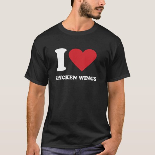 私はチキンウィングが大好きです ハート チキンウィング Tシャツ (正面)