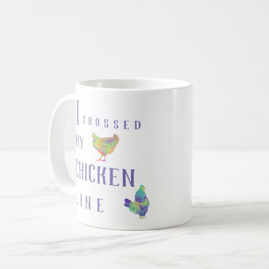 私はチキンラインのおもしろいカラフルアートを渡った コーヒーマグカップ (正面左)
