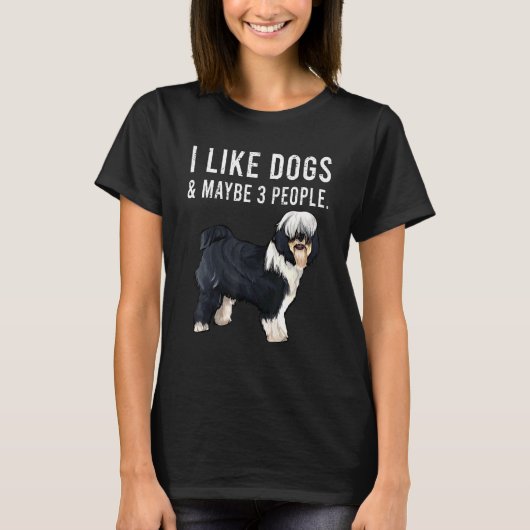 私はチベットテリア犬と多分3人が好き Tシャツ (正面)