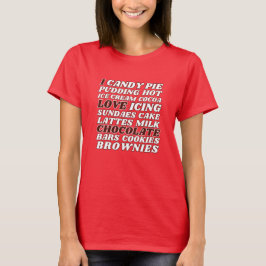 私はチョコレートが大好きオールホワイト文字 Tシャツ