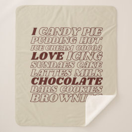 私はチョコレートすべてを愛するシェルパ毛布 シェルパブランケット