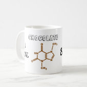 私はチョコレート及びカフェインのマグを愛します コーヒーマグカップ (正面左)