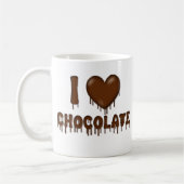 私はチョコレート溶解及び滴りのコーヒー・マグを愛します コーヒーマグカップ (左)