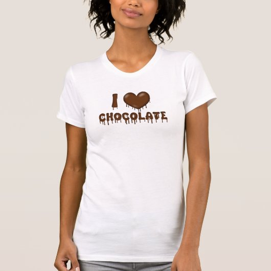 私はチョコレート滴りおよび溶解のハートを愛します Tシャツ (正面)