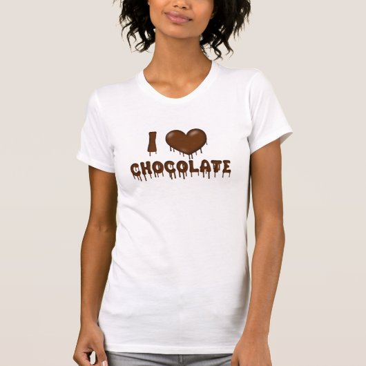 私はチョコレート滴りおよび溶解のハートを愛します Tシャツ (正面)