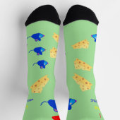 私はチーズと可愛いブルーのネズミが大好き ソックス (上部)