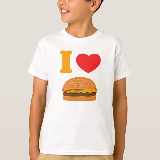 私はチーズバーガーを愛します Tシャツ (正面)