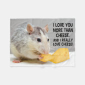 私はチーズペットラットよりもっと愛します フリースブランケット (正面(横))