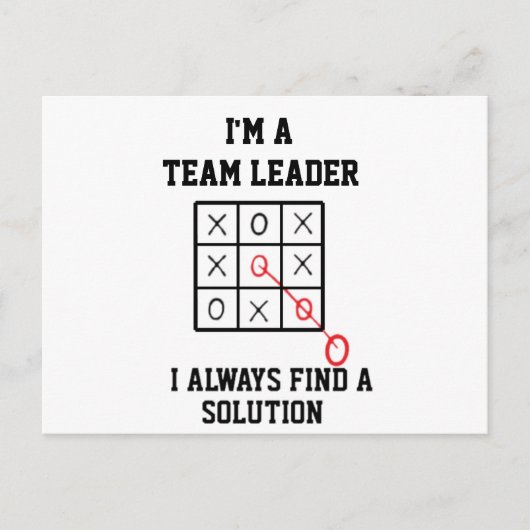 私はチームリーダー、私は常に解決策を見つける ポストカード (正面)