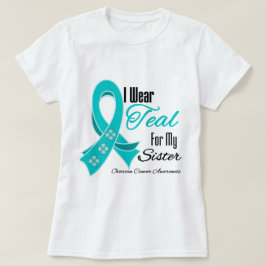 私はティール(緑がかった色)のリボンの卵巣癌の姉妹を身に着けています Tシャツ
