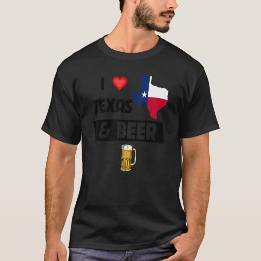 私はテキサス州とビールグラスのマグカップを飲んでAを飲むのが大好き Tシャツ (正面)