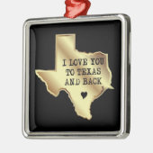 私はテキサス州におよび背部黒および金ゴールド愛します メタルオーナメント (左)