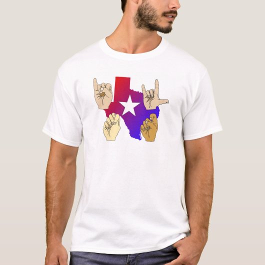 私はテキサス州の手話のTシャツを愛します Tシャツ (正面)