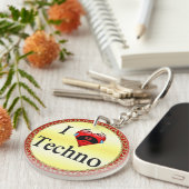 私はテクノを歌うおもしろい赤いハート キーホルダー (正面右)