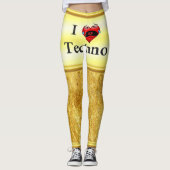 私はテクノを歌うおもしろい赤いハート レギンス (正面)