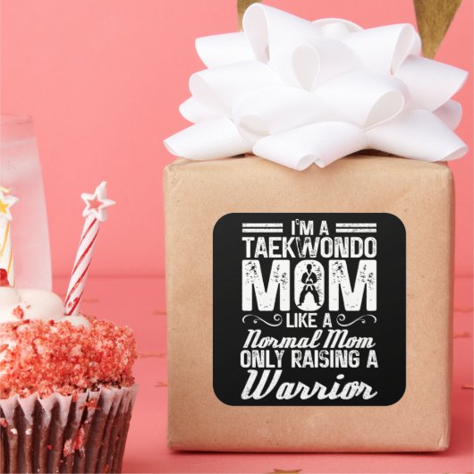 私はテコンドーのママで、普通のママ武術アートみたいな スクエアシール (パーティー)