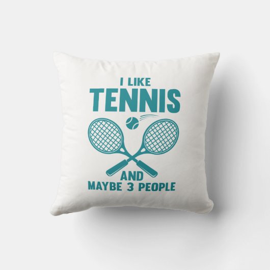 私はテニスが好きで、多分3人が好きだ クッション (裏面)