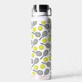 私はテニスのボールが大好きラケットシックなスポーツおもしろい ウォーターボトル (背面)