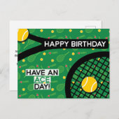 🎾私はテニスグリーンイエローテニス誕生日ポストが大好き ポストカード (正面/裏面)