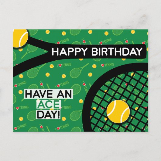 🎾私はテニスグリーンイエローテニス誕生日ポストが大好き ポストカード (正面)