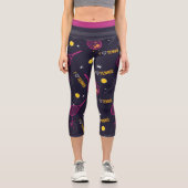 私はテニスピンクのネオンテニスパターンが大好きだ カプリレギンス (正面)