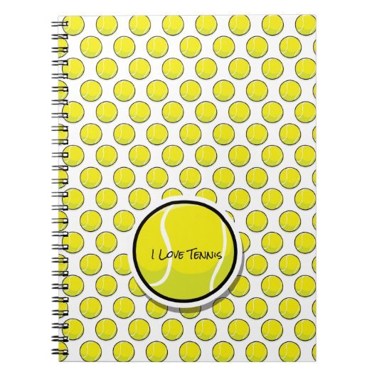 私はテニスボールスポーツゲームチームコーチおもしろいが大好き ノートブック (正面)