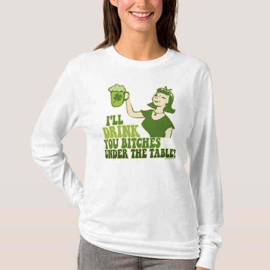 私はテーブルの下で飲みます Tシャツ (正面)