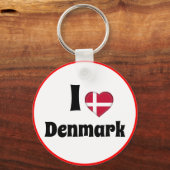 私はデンマークとデンマークのハートが大好き – 旅行/スポーツ キーホルダー (正面)