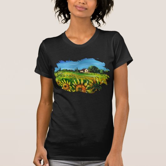 私はトスカーナとヒマワリが大好き Tシャツ (正面)