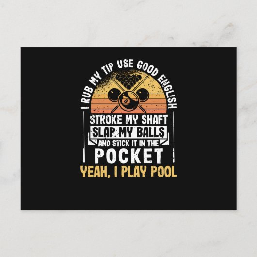 私はトッププールのおもしろいビリヤードを擦る ポストカード (正面)