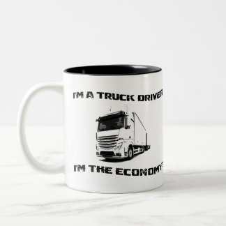 私はトラック運転手だ私は経済だ！ ツートーンマグカップ