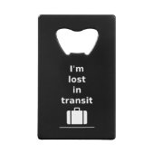 私はトランジット失った旅行スーツケース暗いモノトーンの クレジットカード栓抜き (裏面)