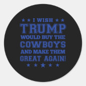 私はトランプがカウボーイズ買を作りて、彼らをGにして欲しい ラウンドシール (正面)