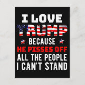 私はトランプが大好きだ。彼は私が知っている人々を怒らせるからだ エンクロージャーカード (裏面)