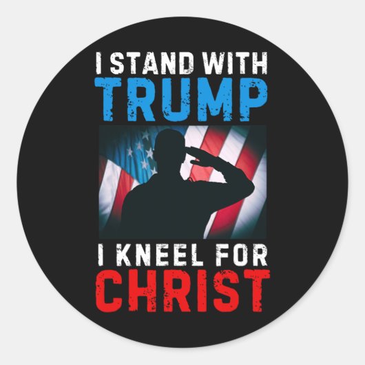 私はトランプと一緒に立って私の大統領Kneel Jesus Chr ラウンドシール (正面)