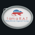 私はトランプに対する共和党である 卵形バックル<br><div class="desc">彼は正式なGOP候補だが、彼が正し考えい候補ではない共和党員もいる。彼は実業家だが何回か倒産した。彼は友人がいるが、敵も増えている。彼は女性を尊敬しない結婚したが3回だ。彼の結婚のうち2つは失敗した。トランプ大統領を望まない共和党員が増えている。あなたがトランプに対する共和党であることを示す</div>