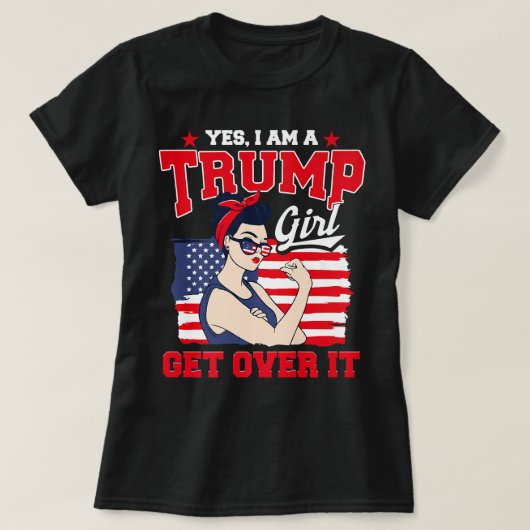 私はトランプの女の子はアメリカ国旗Republicaを乗り越える Tシャツ (デザイン正面)