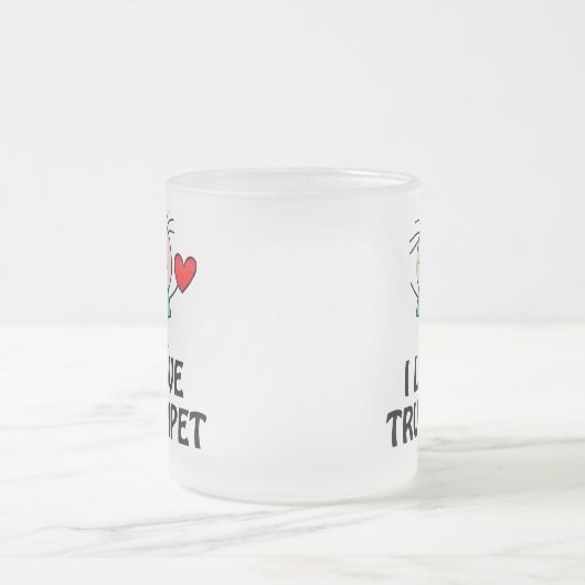 私はトランペットの棒の姿音楽ギフトを愛します フロストグラスマグカップ (中央)