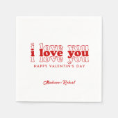 私はトリプルレッドタイポグラフィバレンティンのギフトが大好き スタンダードカクテルナプキン (正面)