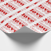 私はトリプルレッドタイポグラフィバレンティンのギフトが大好き ラッピングペーパー (角)