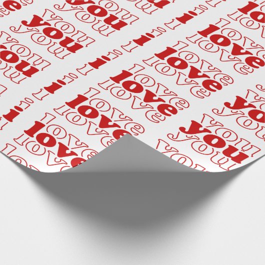 私はトリプルレッドタイポグラフィバレンティンのギフトが大好き ラッピングペーパー (角)
