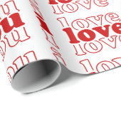 私はトリプルレッドタイポグラフィバレンティンのギフトが大好き ラッピングペーパー (ロールコーナー)