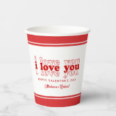 私はトリプルレッドタイポグラフィバレンティンのギフトが大好き 紙コップ (正面)