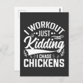 私はトレーニングだけで私は鶏を追いかける冗談 ポストカード (正面/裏面)