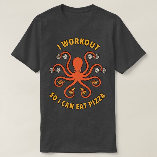 私はトレーニングでピザが食べできる Tシャツ (デザイン正面)