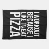 私はトレーニング私はピザが好きだから – ジおもしろいムノベルティ キッチンタオル (横)