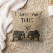 私はトン/エレファントアート/結婚sが大好きパーソナライズされた クッション (ブランケット)