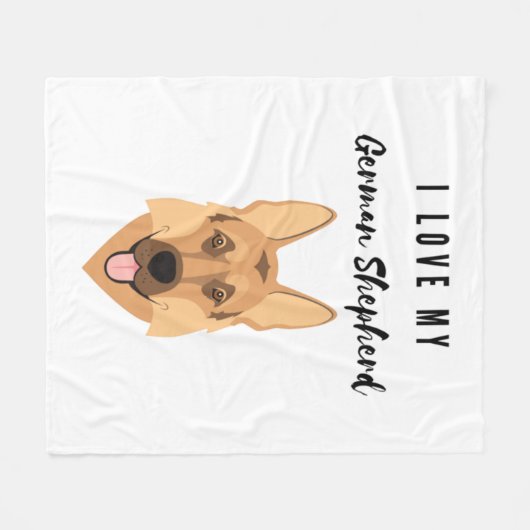 私はドイツの羊飼いが大好き フリースブランケット (正面(横))