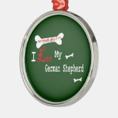 私はドイツの羊飼いが大好き メタルオーナメント (左)