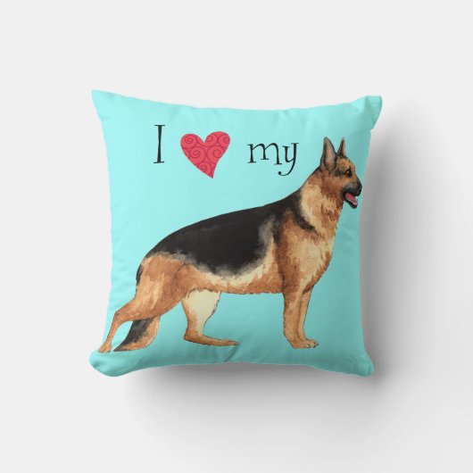 私はドイツの羊飼いが好き クッション (正面)